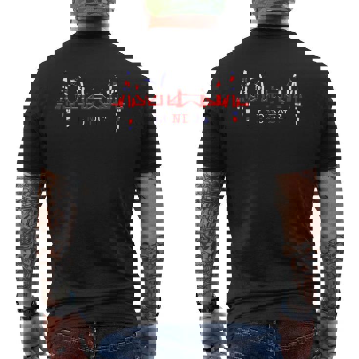 ロンドンのスカイラインハートビートフラッグハート アイラブロンドンi Love London メンズTシャツ バックプリント