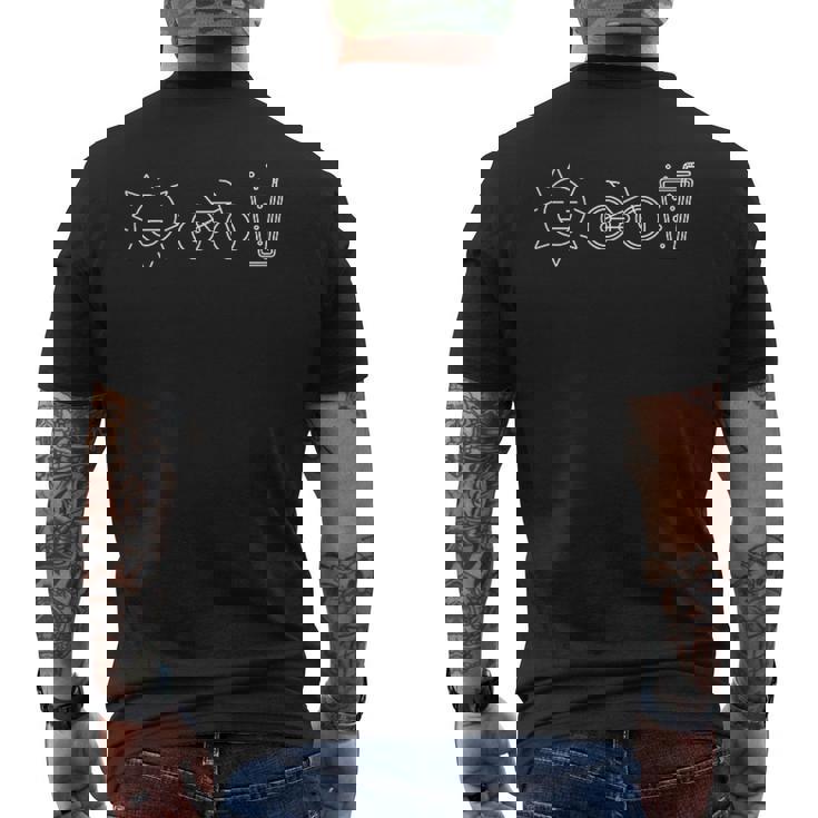 ロードバイク ラインアート 自転車 サイクリング バイカー サイクリスト メンズTシャツ バックプリント