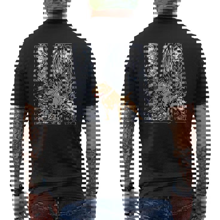 メンズ ローライダー スタイル、La ピットブル ドッグ。チカーノ・チョロ、ラティーノ メンズTシャツ バックプリント