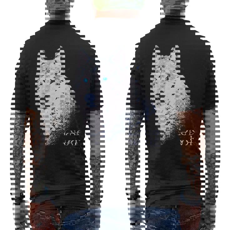 ローンウルフ 森 山 野生 野生動物 雪 オオカミ メンズTシャツ バックプリント