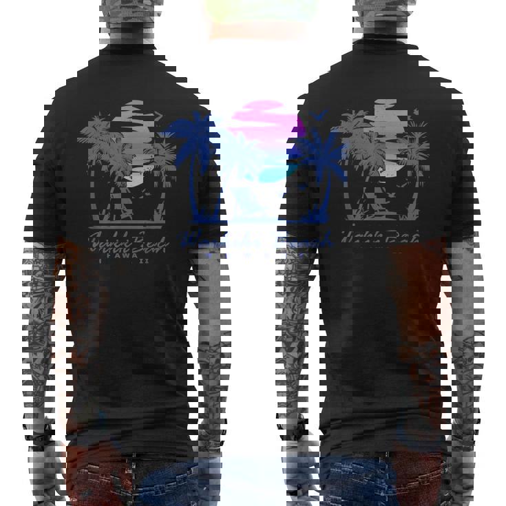 ワイキキ ビーチ ハワイ レトロ ヴィンテージ サンセット ファミリー バケーション メンズTシャツ バックプリント