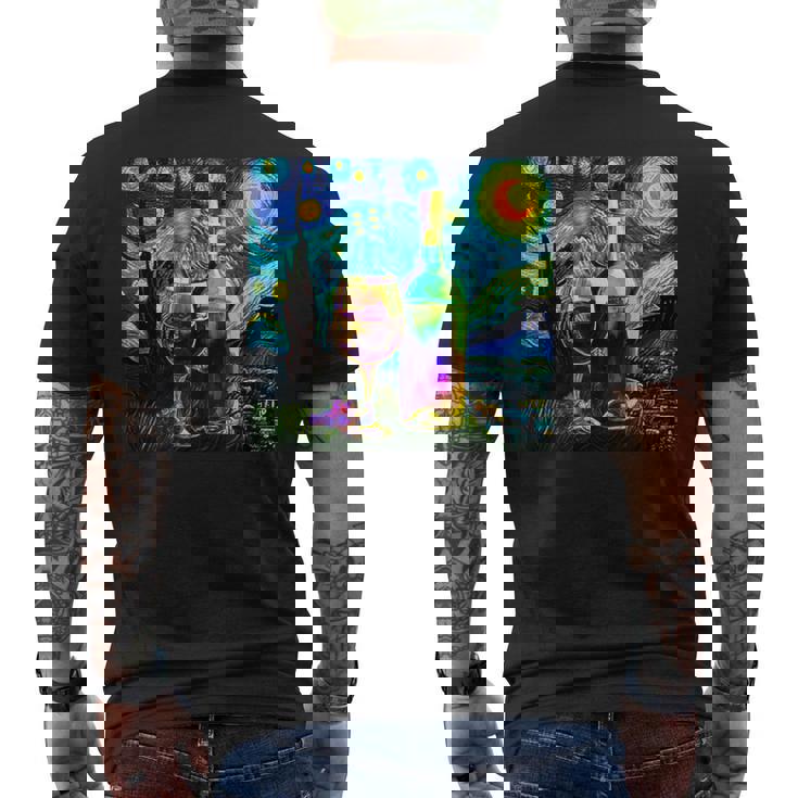 ワイン 酒 面白いtシャツ ゴッホ 星月夜 飲み おもしろ 飲み会 のんべえ メンズ 居酒屋 ネタ メンズTシャツ バックプリント