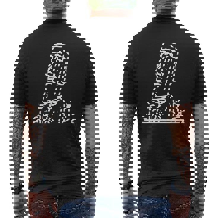 ワンラインアート モアイ像 メンズTシャツ バックプリント