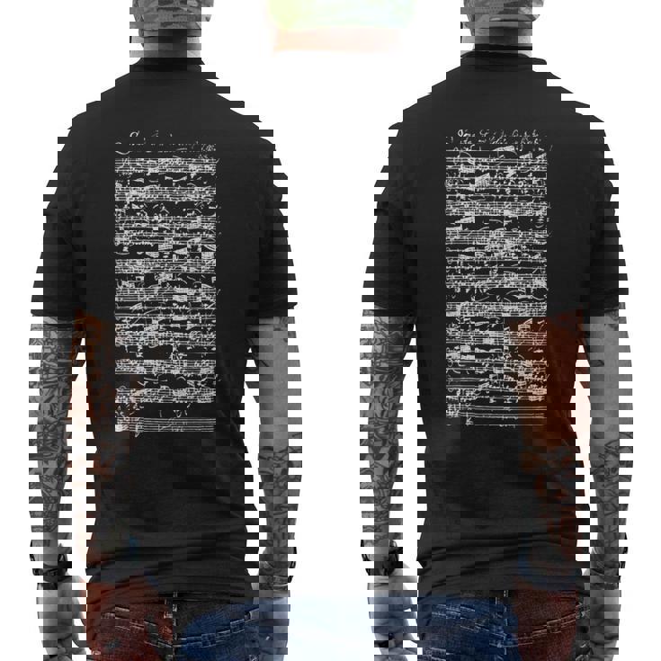 ヴァイオリンソロのためのバッハソナタ第1番ト短調アダージョ楽譜 メンズTシャツ バックプリント