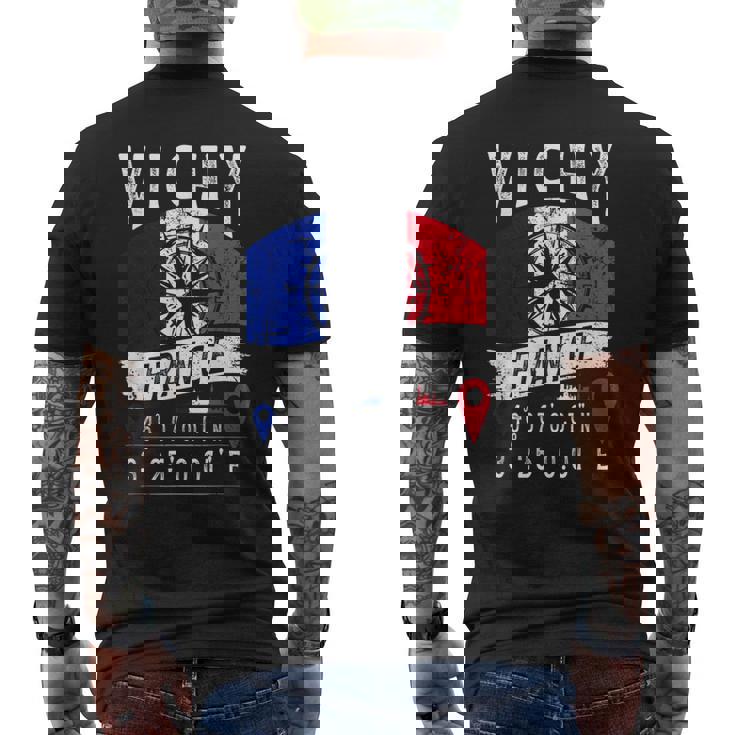 ヴィシー フランス 国旗 Gps座標 メンズTシャツ バックプリント