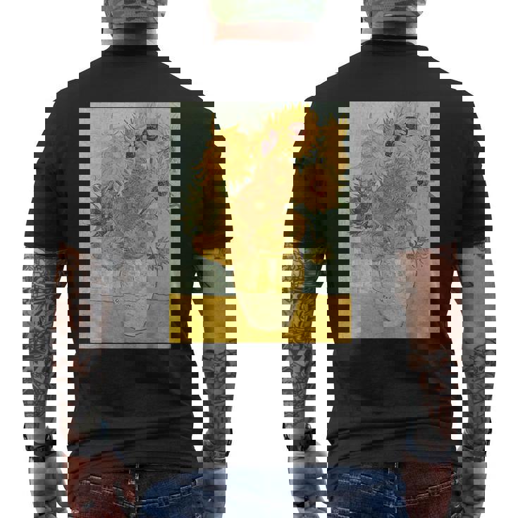 ヴィンセント・ヴァン・ゴッホのひまわり メンズTシャツ バックプリント