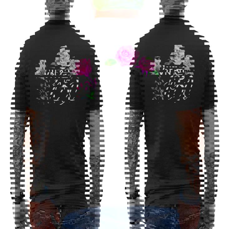 ヴィンテージ 1950 ピンクローズ 75歳 75歳 誕生日 母の日 メンズTシャツ バックプリント