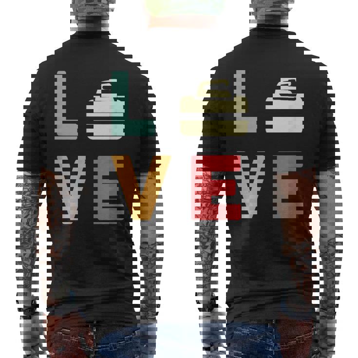 ヴィンテージ I Love Curling Curling Lover レトロカーリング メンズTシャツ バックプリント