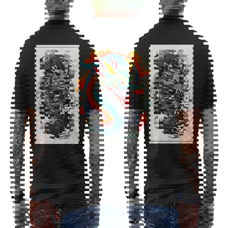 ヴィンテージ タトゥー アート ドラゴン メンズTシャツ バックプリント