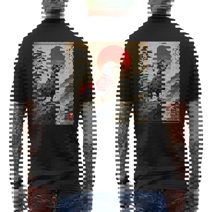 ヴィンテージ ダックスフンド サムライ ウナー 犬 日本の浮世絵 アート メンズTシャツ バックプリント