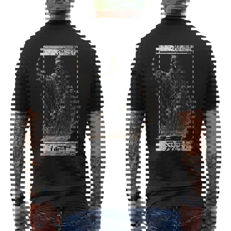 ヴィンテージ デス タロット カード 死神 オカルト悪魔の恐怖 メンズTシャツ バックプリント