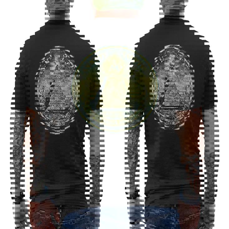 ヴィンテージ ドルビル ノート オールシーイング アイ イルミナティ メンズTシャツ バックプリント