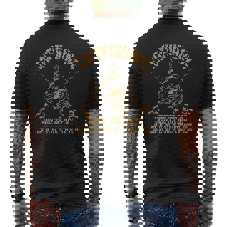 ヴィンテージ ナマズ 面白い ナマズ 釣り フィッシング フィッシャーマン メンズTシャツ バックプリント