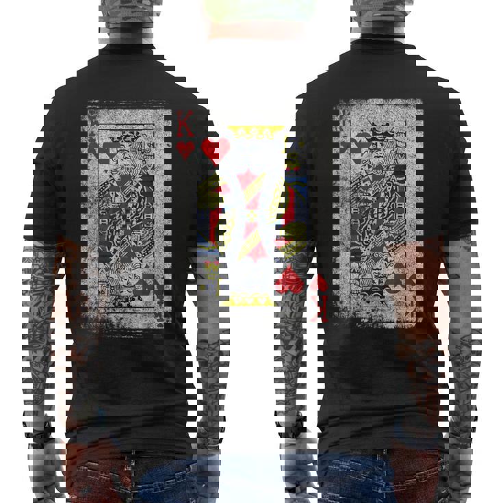 ヴィンテージ ハートのキングトランプ ハロウィン カジノ メンズTシャツ バックプリント