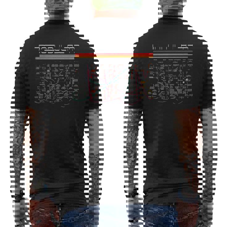 ヴィンテージ モジュラー シンセサイザー アナログ オーディオ エンジニア シンセ オタク メンズTシャツ バックプリント