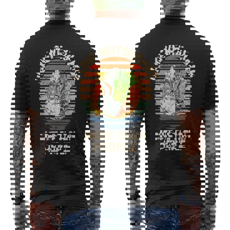 ヴィンテージ 人よりモツナベが好き レトロ もつ鍋 メンズTシャツ バックプリント