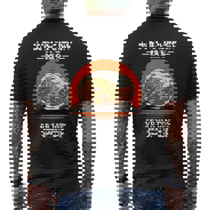 ヴィンテージかつカレーがすべてをより良くするレトロ。 メンズTシャツ バックプリント