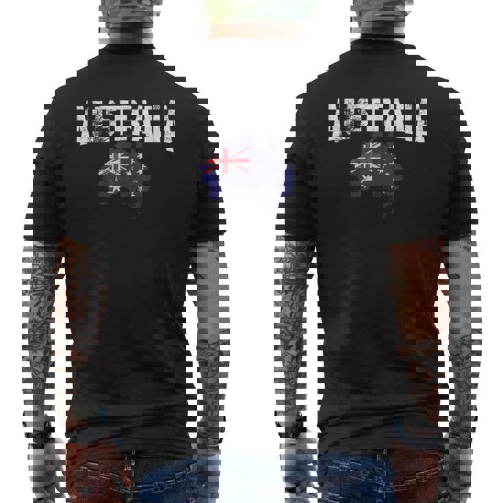 ヴィンテージオーストラリア地図、オーストラリア国旗お土産tシャツ。 メンズTシャツ バックプリント