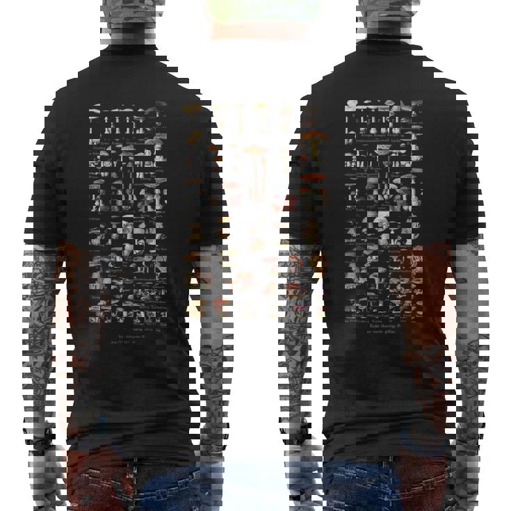 ヴィンテージキノコドイツ語の名前キノコ狩り メンズTシャツ バックプリント