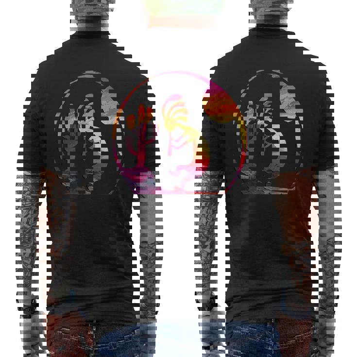 ヴィンテージネイティブアメリカンシンボル サンセット ココペリ メンズTシャツ バックプリント