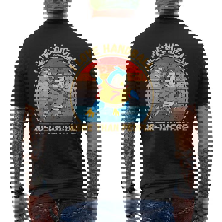 ヴィンテージペンギン I Love Handball More Than People メンズTシャツ バックプリント