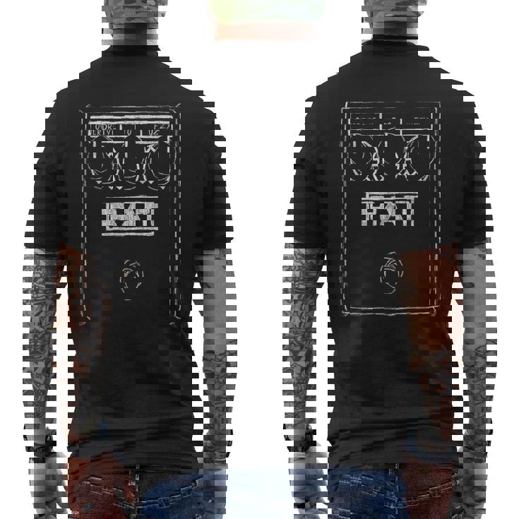 ヴィンテージミュージックラットディストーションペダル ベースギタースタイル メンズTシャツ バックプリント