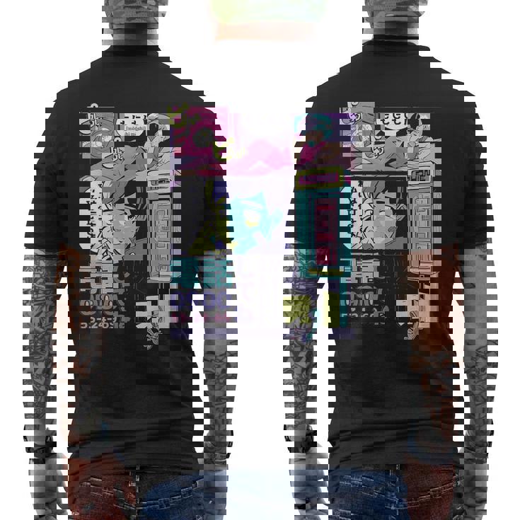 ヴィンテージ・アニメ・スタイル ミッドナイト・ジャパン・マンガ メンズTシャツ バックプリント