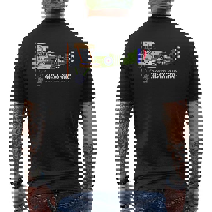 ヴィンテージ複葉機第一次世界大戦イギリス空軍ソッピーススナイプ メンズTシャツ バックプリント