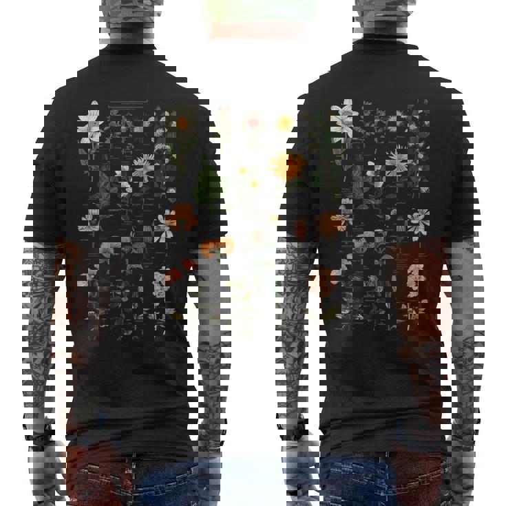 ヴィンテージ風フラワーボタニカルチャートグラフィックtシャツ メンズTシャツ バックプリント