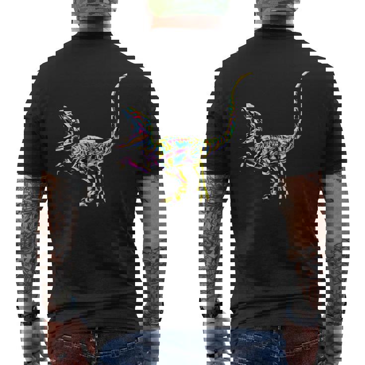 ヴェロキラプトル 肉食恐竜 恐竜 ディノサワ メンズTシャツ バックプリント