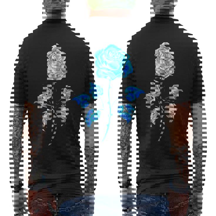 一輪挿し 青いバラ かわいい 青いバラ 花 ガーデニング メンズTシャツ バックプリント