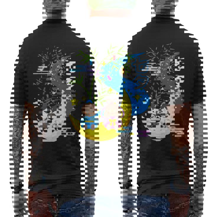 七夕、天の川、着物、日本祭りかわいい、星、日本の伝統的なお祭り、夏、夏休み、日本人形 メンズTシャツ バックプリント