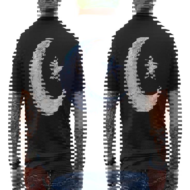 三日月と星 メンズTシャツ バックプリント