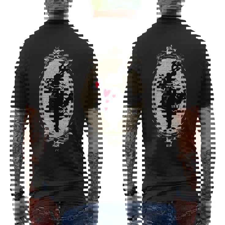 不思議の国のアリス ホワイトラビット ビンテージブック デザイン メンズTシャツ バックプリント