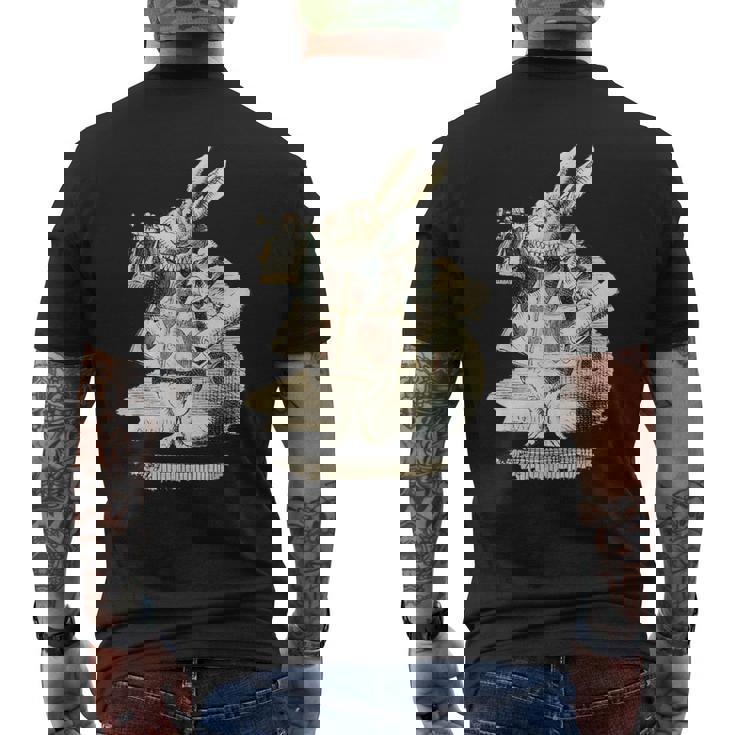 不思議の国のアリス 白ウサギ トランプデザイン メンズTシャツ バックプリント