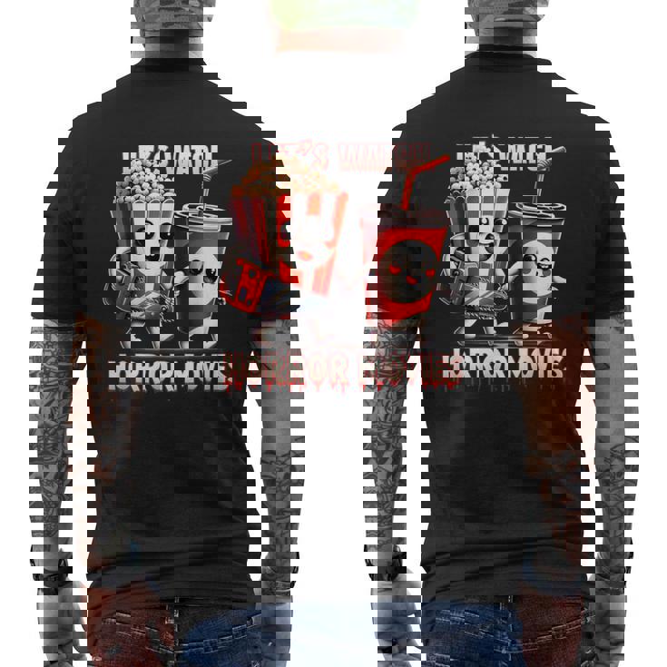 不気味なハロウィン映画愛好家 ホラー映画を見よう メンズTシャツ バックプリント