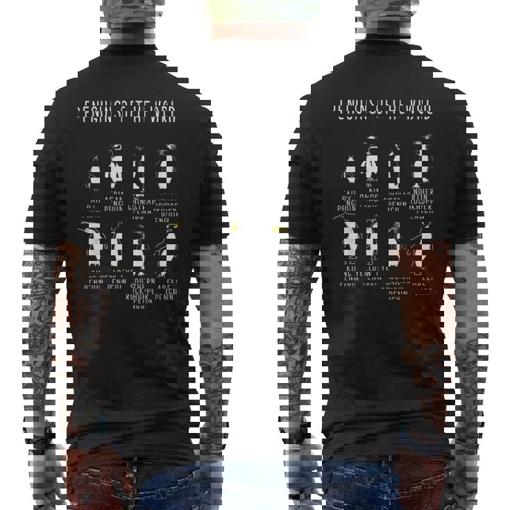 世界のペンギン8選おかしな南極ペンギン メンズTシャツ バックプリント