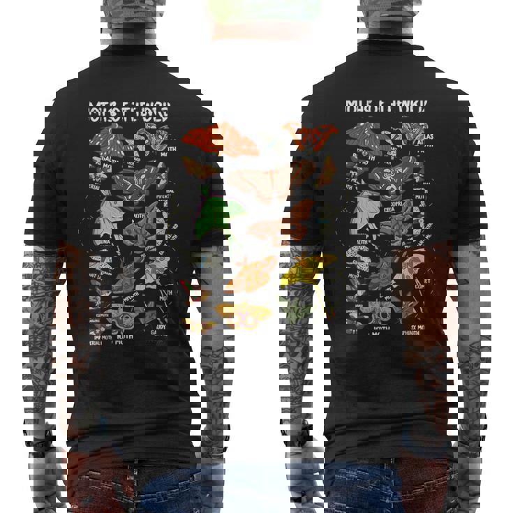 世界の蛾 昆虫昆虫 メンズTシャツ バックプリント