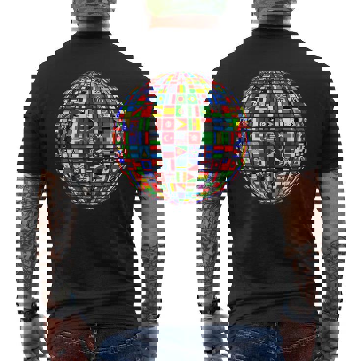 世界地図 世界地図 地球アトラス 世界の国旗 メンズTシャツ バックプリント