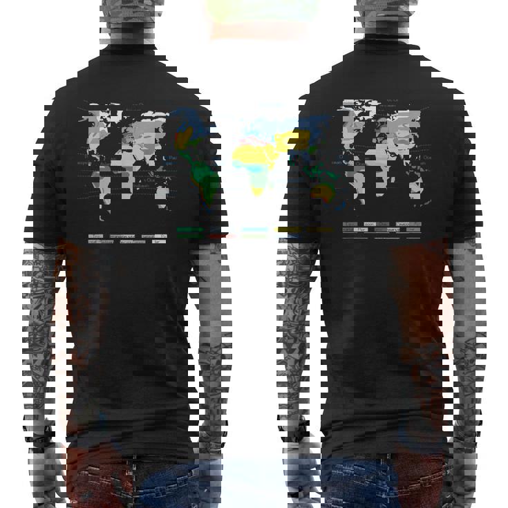 世界地図 気候帯 海名 英語語 メンズTシャツ バックプリント