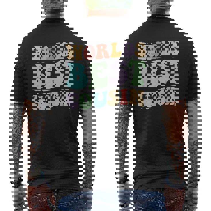 世界最高のいとこレトログラフィック – 楽しくカラフルないとこ メンズTシャツ バックプリント