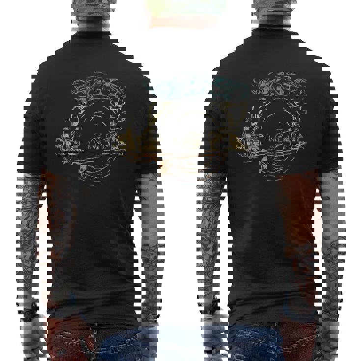 丸鋸ツール レトロ ヴィンテージ 職人 大工 メンズTシャツ バックプリント