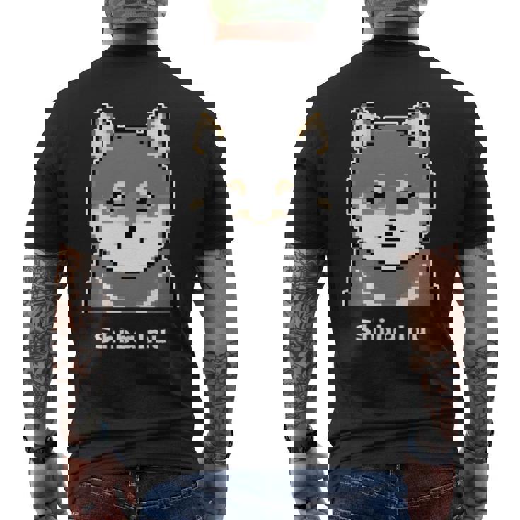 丸顔の黒柴さんのドット絵 長袖tシャツ メンズTシャツ バックプリント