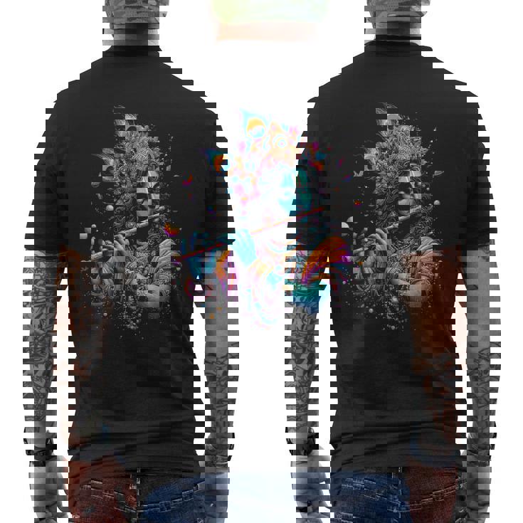 主シュリ クリシュナ ヒンドゥー教の神 主シュリ クリシュナ 恋人 信者 メンズTシャツ バックプリント