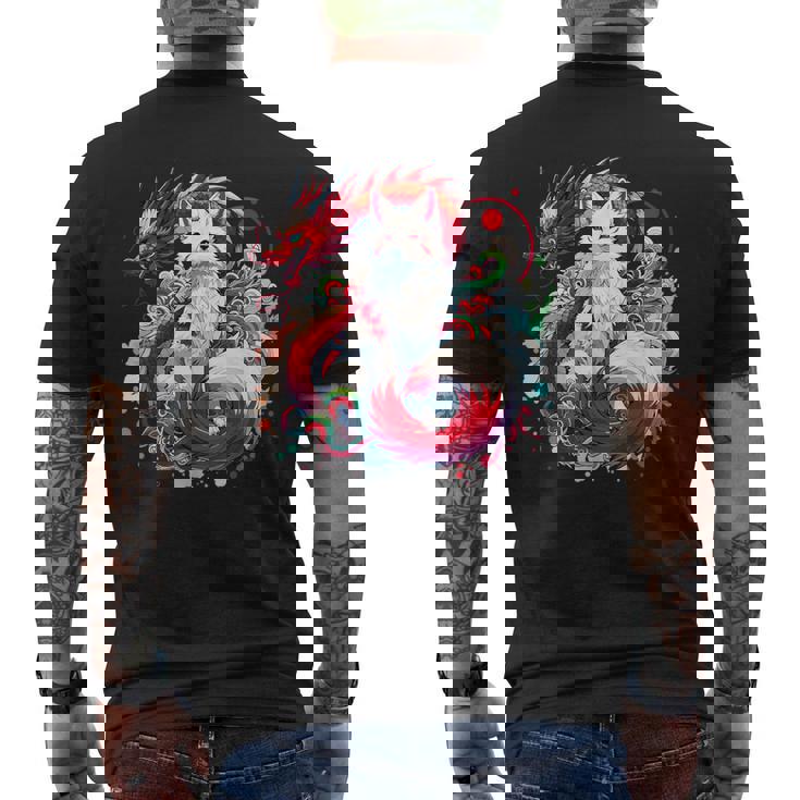 九尾狐 きつね竜 メンズTシャツ バックプリント