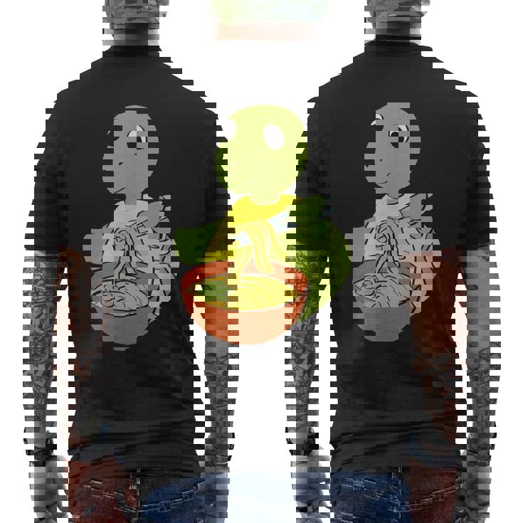 亀がラーメンを食べる 和食 メンズTシャツ バックプリント