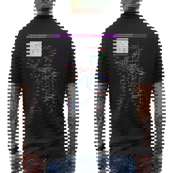 京都日本地下鉄鉄道おみやげ路線図 メンズTシャツ バックプリント