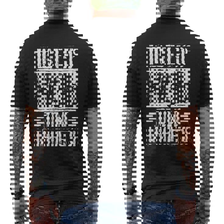 人生は50歳を過ぎてから始まる」ロシア語 ロシア人 メンズTシャツ バックプリント