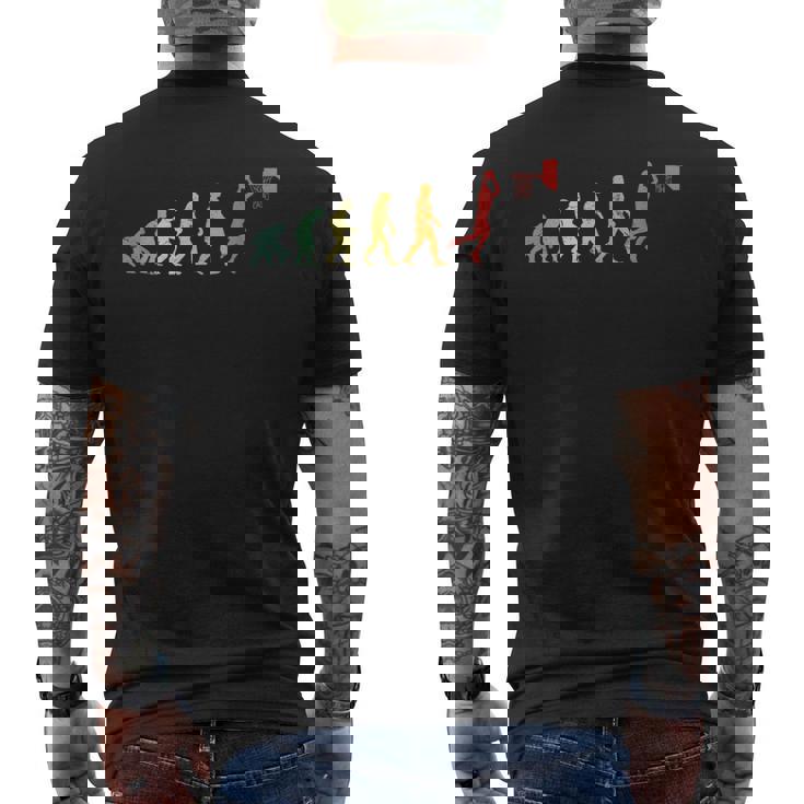 人類の進化 ネタ バスケ バスケットボール バスケ好き バスケファン バスケットマン おもしろ バスケ部 メンズTシャツ バックプリント