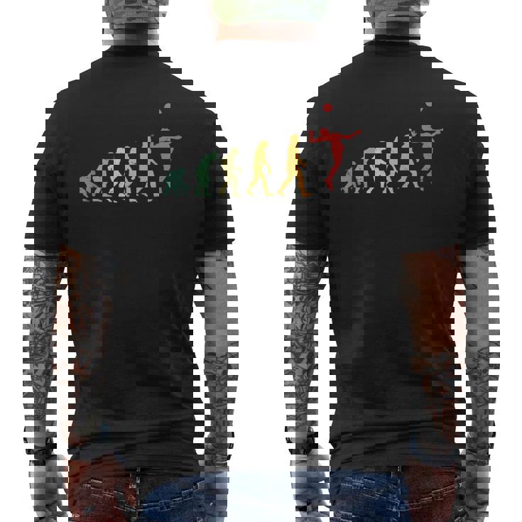 人類の進化 バレーボール バレーボール好き 趣味 おもしろ レトロ サーブ バレーボール部 ビーチバレー バレー好き メンズTシャツ バックプリント